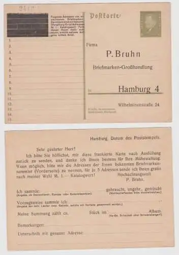 97889 DR Ganzsachen Postkarte P199 Zudruck Bruhn BriefmarkenGroßhandlung Hamburg