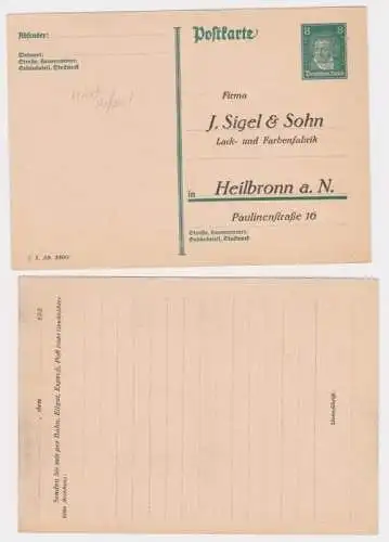 97988 DR Ganzsachen Postkarte P176 Zudruck J. Sigel & Sohn Farbenfabrik Heilbron