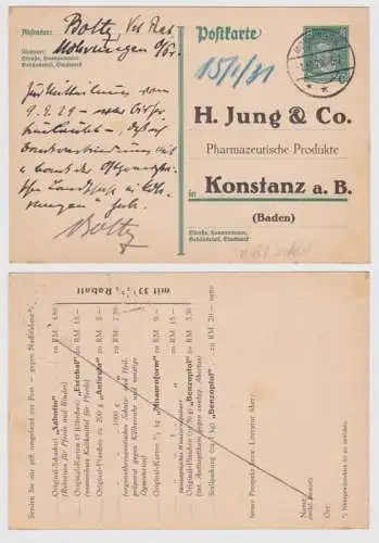 97997 DR Ganzsachen Postkarte P176 Zudruck H. Jung & Co. Pharma Produkte Konstan