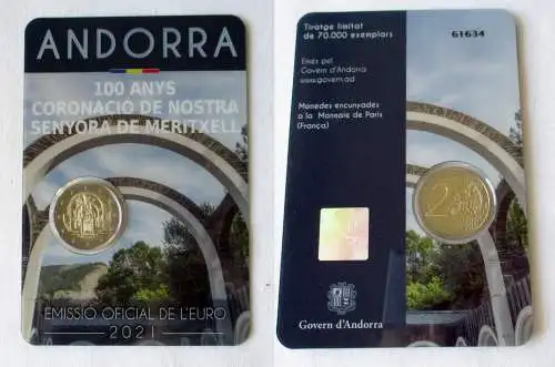 Andorra 2 Euro 2021 100 Jahre Krönung Meritxell Blister/Folder (167392)