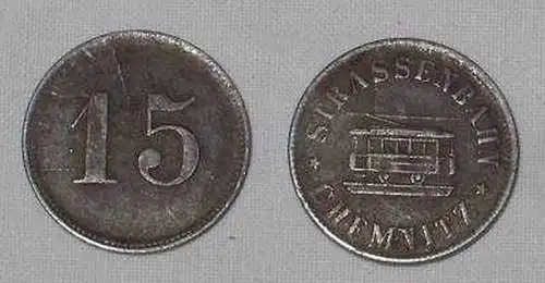 15 Pfennig Notgeld Strassenbahn Chemnitz um 1918