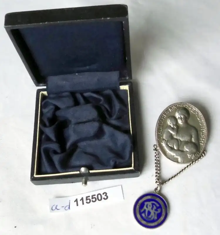 seltene Brosche Städtisches Kinderheim Stuttgart 950er Silber im Etui (115503) 0