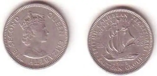 25 Cents Nickel Münze Britisch Karibische Gebiete 1965