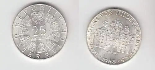 25 Schilling Silber Münze Österreich Lukas von Hildebrandt 1968 (113464)