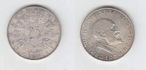 25 Schilling Silber Münze Österreich Carl Auer von Welsbach 1958 (113684)