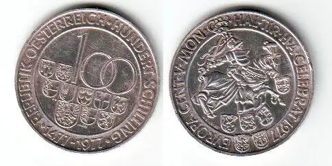 100 Schilling Silber Münze Österreich 500 Jahre Münze in Hall 1977 (111591)