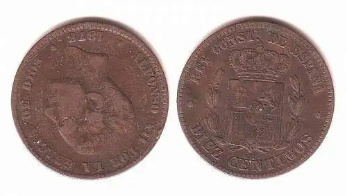 10 Centimos Kupfer Münze Spanien 1878