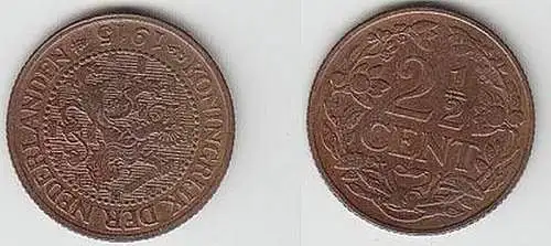 2 1/2 Cent Kupfer Münze Niederlande 1915