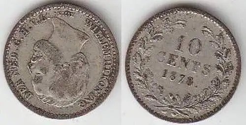 10 Cents Silber Münze Niederlande 1878