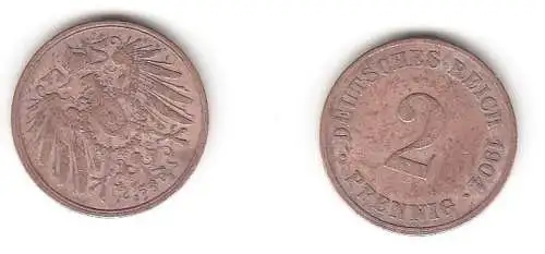 2 Pfennig Kupfer Münze Deutsches Reich 1904 J Jäger 11 (112534)