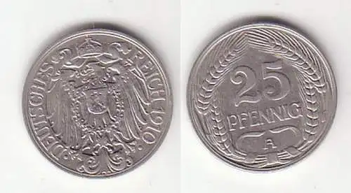 25 Pfennig Nickel Münze Deutsches Kaiserreich 1910 A