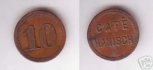 Seltene Wertmarke 10 Pfennig "Cafe Hanisch" um 1920