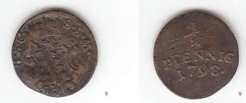 1/2 Pfennig Kupfer Münze Sachsen Saalfeld 1798 f. ss