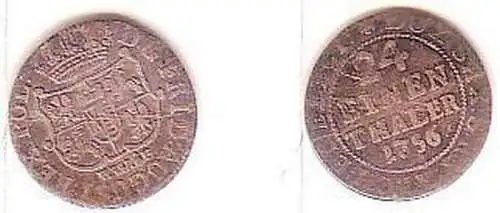 1/24 Taler Silber Münze Sachsen 1756 FWoF