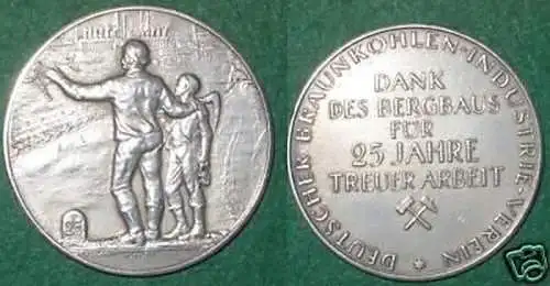 versilberte Medaille Bergbau von Hörnlein um 1925