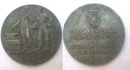 Leipzig Zinkmedaille 1917 Kreisverband Heimatdank