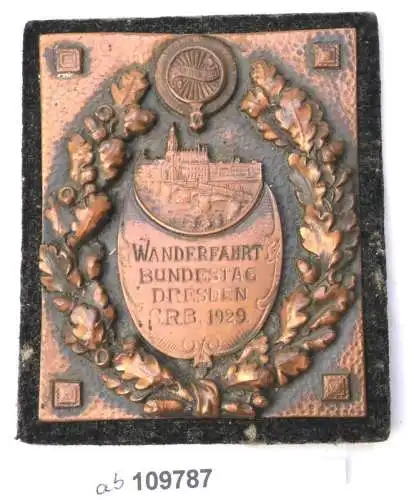 seltene Plakette Wanderfahrt Bundestag sächs. Radfahrer Bund Dresden 1929