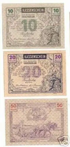 3 Banknoten Notgeld der Gemeinde Tausendblum 1920