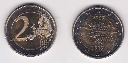 2 Euro Bi-Metall Münze Finnland 90 Jahre Unabhängikeit 2007 Stempelglanz(151407)