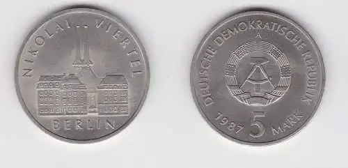 DDR Gedenk Münze 5 Mark Berlin Nikolai Viertel 1987 Stempelglanz (136717)