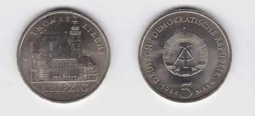 DDR Gedenk Münze 5 Mark Leipzig Thomaskirche 1984 vz (137356)