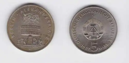 DDR Gedenk Münze 5 Mark 750 Jahre Berlin Alexanderplatz 1987 f.vz (137060)