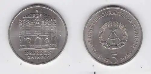 DDR Gedenk Münze 5 Mark Dresden Zwinger 1985 vz (137002)