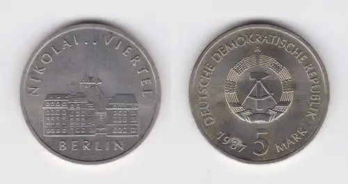 DDR Gedenk Münze 5 Mark Berlin Nikolai Viertel 1987 Stempelglanz (136858)