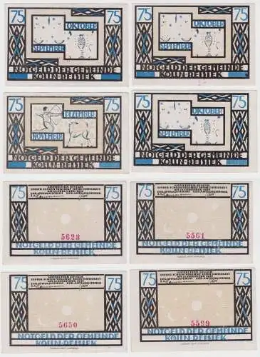 4x 75 Pfennig Banknote Notgeld Gemeinde Kölln-Reisiek 1921 (136067)