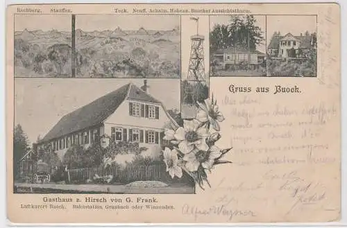 68423 Mehrbild Ak Gruß aus Buoch Gasthaus zum Hirsch usw. 1898