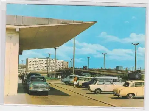 906229 Foto Ak Halle (Saale) - Blick zur Hochstraße mit Trabant & Wartburg 1973