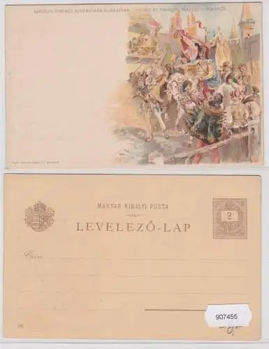 907455 Lithografie Ganzsache Ungarn - Rákoczy Ferencz Bevonulása Munkácsra