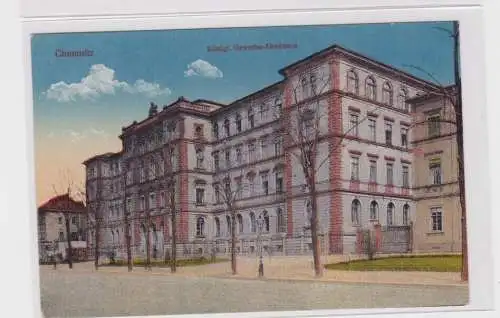 906415 AK Chemnitz - Königl. Gewerbe-Akademie, Straßenansicht mit Allee