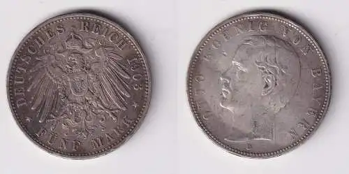 5 Mark Silbermünze Bayern König Otto 1903 Jäger 46 ss (165629)