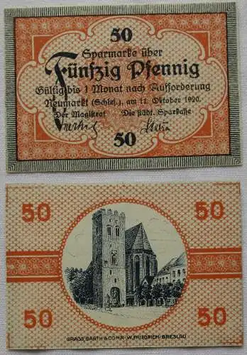 50 Pfennig Banknote Notgeld Neumarkt in Schlesien 11.10.1920  (104367)