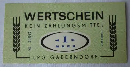 Seltene 1 Mark Banknote DDR LPG Geld Gaberndorf um 1970 (156462)