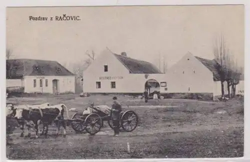 86923 Ak Pozdrav z Racovic (deutsch Rakowitz) Hostinec um 1930