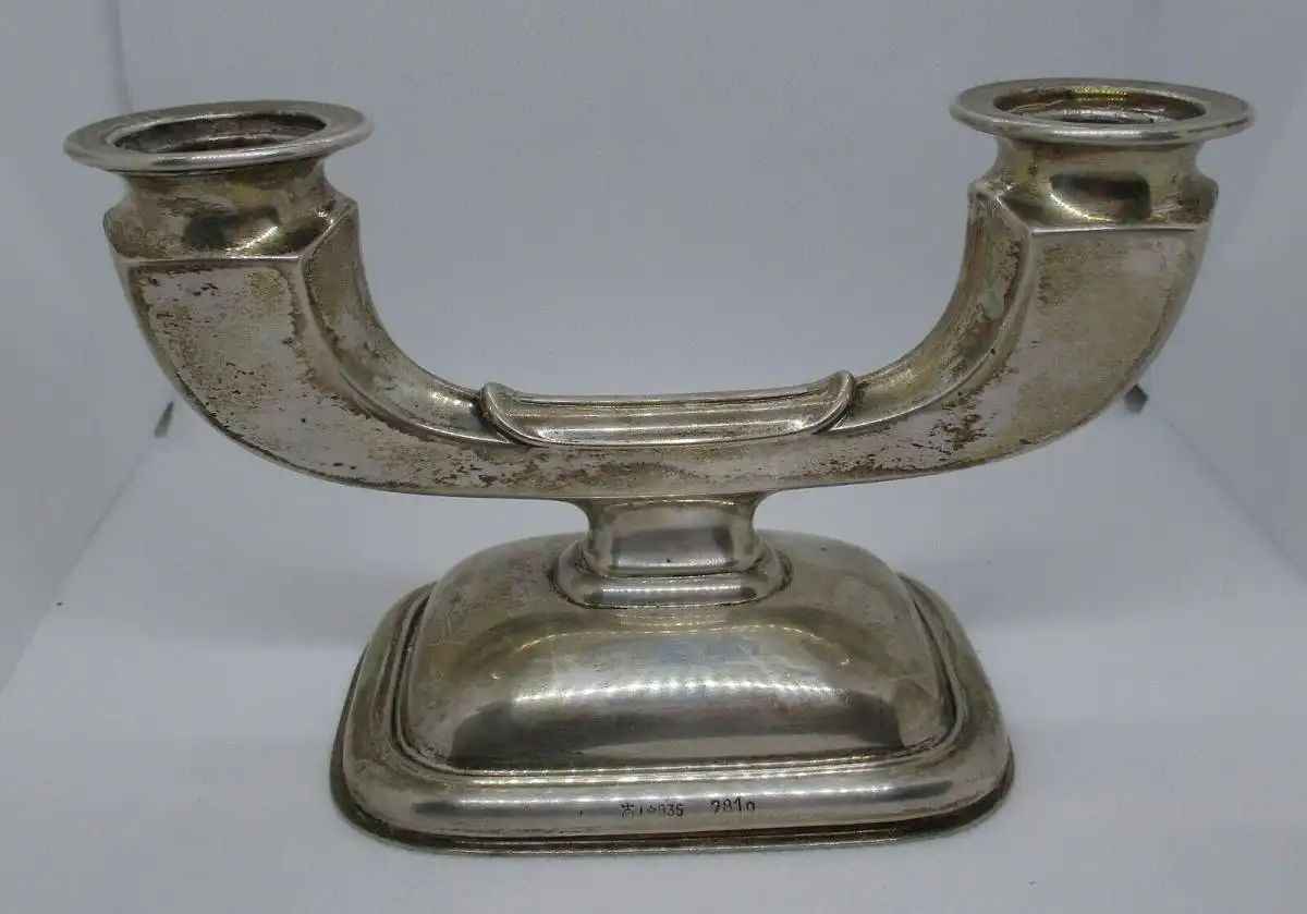 835er Silber WILKENS & SÖHNE Art Déco Kronleuchter Kerzenhalter (108304) 0