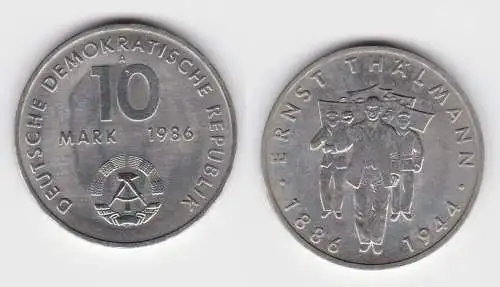 DDR Gedenk Münze 10 Mark Ernst Thälmann 1986 Stempelglanz (124003)