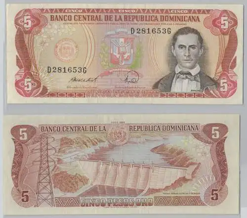 5 Pesos Oro Banknote Republica Dominicana bankfrisch 1988 (153413)