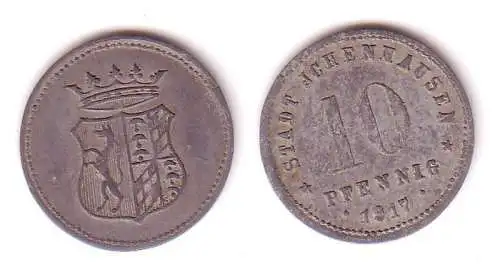 10 Pfennig Notgeld Zink Münze Stadt Ichenhausen 1917 (112517)