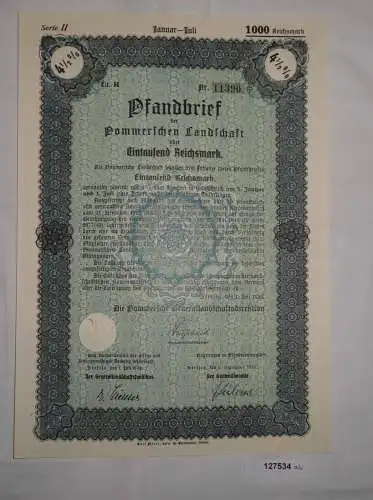 1000 RM Pfandbrief Pommersche Generallandschaftsdirektion Stettin 1940 (127534)