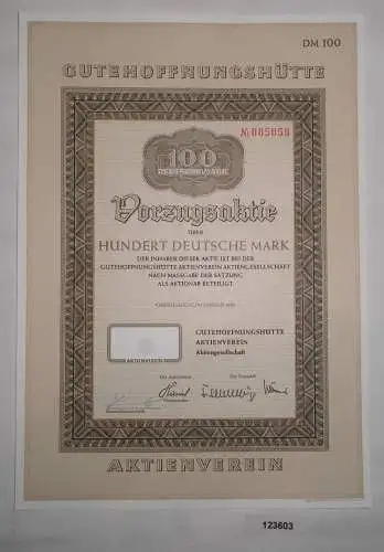 100 Mark Aktie Gutehoffnungshütte Aktienverein Oberhausen Januar 1982 (123603)