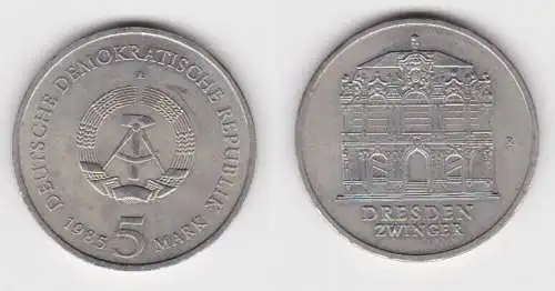 DDR Gedenk Münze 5 Mark Dresden Zwinger 1985 Stempelglanz (140032)