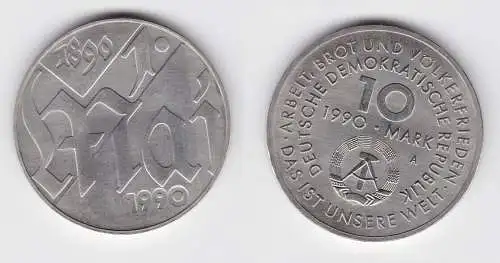 DDR Gedenk Münze 10 Mark 100.Jahre 1.Mai Feiertag 1990 Stempelglanz (125526)