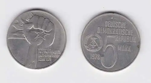 DDR Gedenk Münze 5 Mark Anti Apartheid Jahr 1978 Stempelglanz (119345)