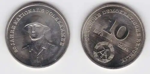 DDR Gedenk Münze 10 Mark 20 Jahre Nationale Volksarmee NVA 1976 Stgl. (125100)