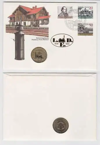 DDR Numisbrief mit 5 Mark Ferneisenbahn Saxonia 1988 (150125)