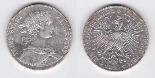 Vereinstaler Silber Münze Frankfurt-Stadt 1860 ss+ (132136)