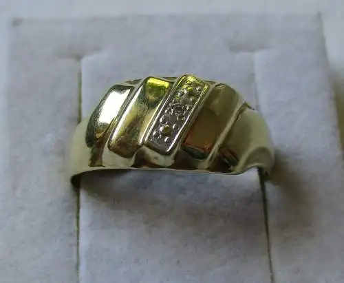 moderner 585er Gold Damen Ring mit Diamantsplittern (109198)